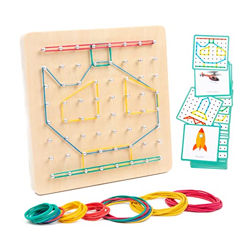Auvewilo Holz-Geobrett mit Gummibändern, Lehrreiches Spielzeug und Geschenk für Kinder ab 3 Jahren+ von Auvewilo