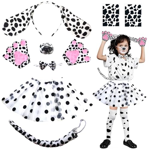 Auzlya Dalmatiner Kostüm,9 Stück Mädchen Hund Tierkostüm,Dalmatiner Hund Ohr Stirnband Fliege Schwanz Set,Kinder Dalmatiner,für Erwachsene und Kinder Cosplay Karneval Dress Up Auzlya Dalmatiner Kostüm,9 Stück Mädchen Hund Tierkostüm,Dalmatiner Hund Ohr Stirnband Fliege Schwanz Set,Kinder Dalmatiner,für Erwachsene und Kinder Cosplay Karneval Dress Up von Auzlya