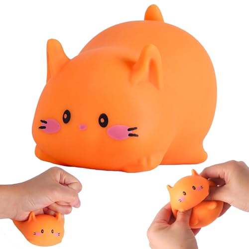 Squishy Cat, Squishy Katze,Anti Stress Spielzeug,Katzen Squishy,Sensorik Spielzeug,Katzenp Sensorik Spielzeug,Stressabbau Fidget Toys für Erwachsene und Kinder (Orange) von Auzlya