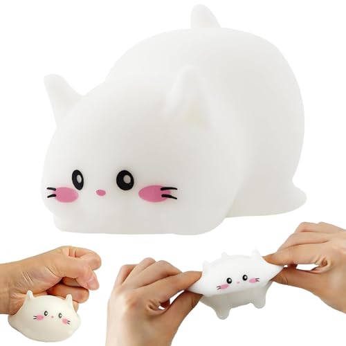 Squishy Cat, Squishy Katze,Anti Stress Spielzeug,Katzen Squishy,Sensorik Spielzeug,Katzenp Sensorik Spielzeug,Stressabbau Fidget Toys für Erwachsene und Kinder (Weiß) von Auzlya