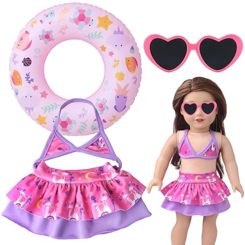 Puppenkleidung Sommer,3 Stück Schwimmset für Puppen,Baby Schwimmset,mit Schwimmring Sonnenbrille Badeanzug und Clogs,Rosa Baby Zubehör für 43 cm Puppen Puppenkleidung Sommer,3 Stück Schwimmset für Puppen,Baby Schwimmset,mit Schwimmring Sonnenbrille Badeanzug und Clogs,Rosa Baby Zubehör für 43 cm Puppen von Auzlya