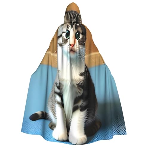 AvImYa Uni-Kostüme mit Kapuze, Halloween, Weihnachten, Party, Cosplay, Umhang, Urlaubsartikel, Schlafzimmer, Kätzchen-Druck von AvImYa