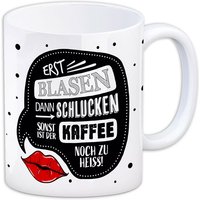 Kaffeebecher "Erst blasen, dann schlucken..." aus Keramik, 330ml Kaffeebecher "Erst blasen, dann schlucken..." aus Keramik, 330ml von Avandu GmbH
