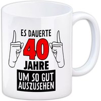 Kaffeebecher "Es dauerte 40 Jahre um so gut auszusehen" aus Keramik, 330ml Kaffeebecher "Es dauerte 40 Jahre um so gut auszusehen" aus Keramik, 330ml von Avandu GmbH