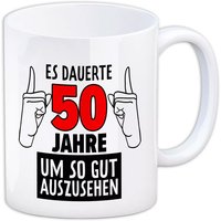 Kaffeebecher "Es dauerte 50 Jahre um so gut auszusehen" aus Keramik, 330ml Kaffeebecher "Es dauerte 50 Jahre um so gut auszusehen" aus Keramik, 330ml von Avandu GmbH