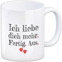 Kaffeebecher "Ich Liebe dich mehr. Fertig. Aus." aus Keramik, 330ml Kaffeebecher "Ich Liebe dich mehr. Fertig. Aus." aus Keramik, 330ml von Avandu GmbH