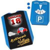 Multifunktions-Parkscheibe, Endlich 18, inkl. 2 Einkaufschips Multifunktions-Parkscheibe, Endlich 18, inkl. 2 Einkaufschips von Avandu GmbH