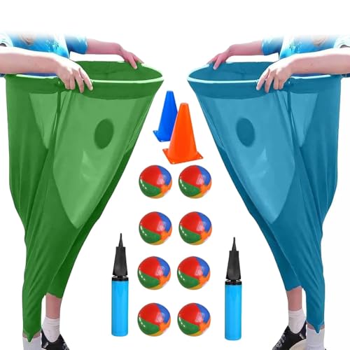 Oma-Hosen-Gartenspiel, Oma-Hosen-Outdoor-Spiel, Riesen-Partyspiel Mit Hüpfbällen Und Markierungshütchen, Gartenspiele, Familientreffen, Riesenspiel (2 Pants + 8 Balls + 2) von Avanise