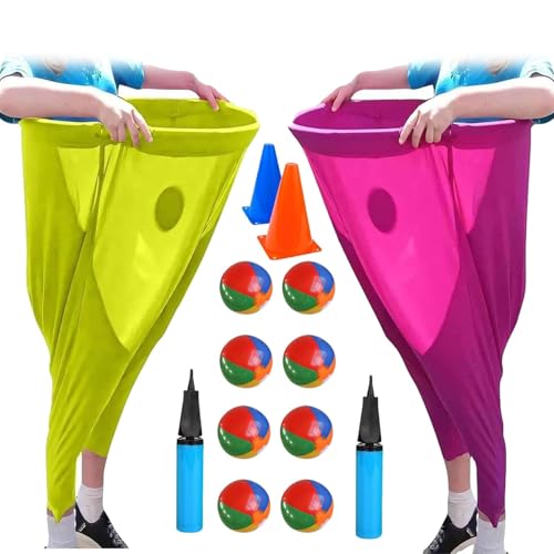 Oma-Hosen-Gartenspiel, Oma-Hosen-Outdoor-Spiel, Riesen-Partyspiel Mit Hüpfbällen Und Markierungshütchen, Gartenspiele, Familientreffen, Riesenspiel (2 Pants + 8 Balls + 2 Cones) von Avanise
