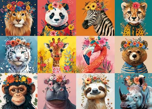 AveJoys Puzzle für Erwachsene 1000 Teile Zwölf süße Tiere 70 x 50 cm Puzzles für Erwachsene Pädagogisches Spiel Herausforderung Spielzeug 1000 Teile Puzzles für Erwachsene Kinder von AveJoys