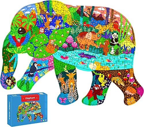 Elefant Kinderpuzzle 200 Teile Puzzles für Kinder im Alter von 4 5 6 7 8 9 10 Jahren, Lernspielzeug Geschenk Puzzles für Kinder im Alter von 8-10 Jahren für Jungen und Mädchen von AveJoys