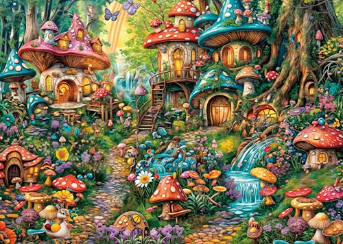 Puzzle für Erwachsene 1000 Teile Pilzdorf 70 x 50 cm Puzzles für Erwachsene Pädagogisches Spiel Herausforderung Spielzeug 1000 Teile Puzzles für Erwachsene Kinder von AveJoys