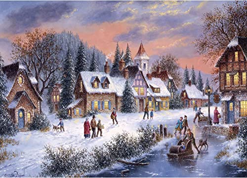 AveJoys Puzzle für Erwachsene, 1000 Teile, verschneite Winternacht, 27,56 x 19,69 Zoll, Weihnachtspuzzles von AveJoys