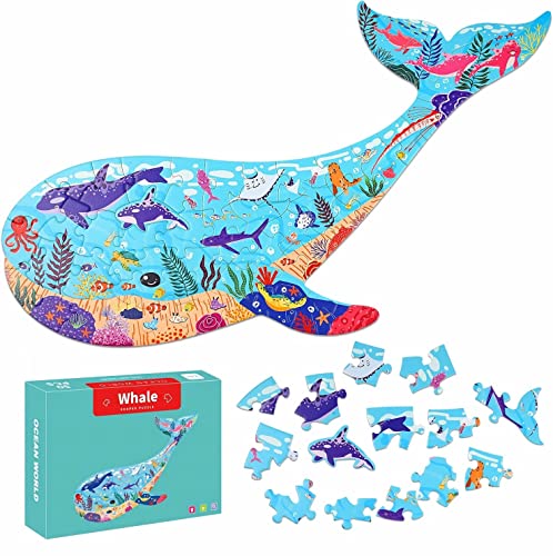 Wal Kinderpuzzle 50 Teile Puzzles für Kinder im Alter von 4 5 6 7 8 9 10 Jahren, Lernspielzeug Geschenk Puzzles für Kinder im Alter von 8–10 Jahren für Jungen und Mädchen von AveJoys