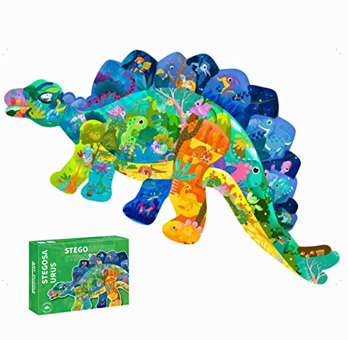 Stegosaurus Kinderpuzzle 80 Teile Puzzles für Kinder im Alter von 4 5 6 7 8 9 10 Jahren, Lernspielzeug Geschenk Puzzles für Kinder im Alter von 8–10 Jahren für Jungen und Mädchen von AveJoys