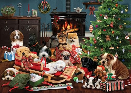 Weihnachtspuzzles für Erwachsene 1000 Teile Weihnachtshunde 27,56 x 19,69 Zoll Puzzles für Erwachsene Pädagogische Herausforderung 1000 Teile Puzzles von AveJoys