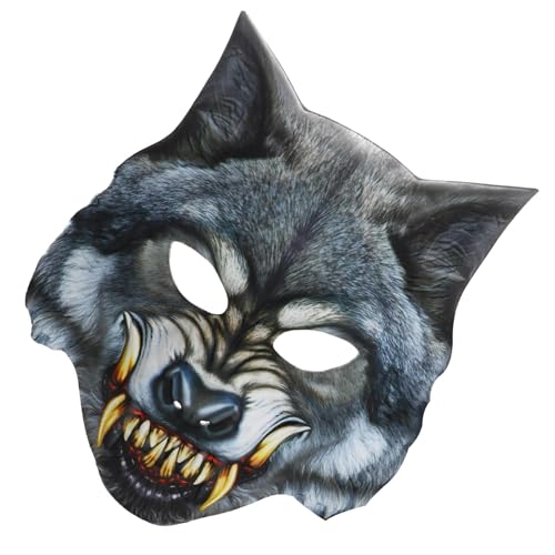 Avejjbaey 3D Wolf Halloween Party Kostüm Cosplays Halbgesicht Eva Tiergrößen für Erwachsene Teenager Geschenke Tier Halbgesicht Füchse Halloween Cosplays Kostüm Halbgesicht Tierparty von Avejjbaey