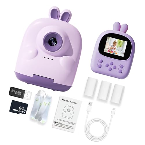 Avejjbaey Digitalkamera Sofort Für Kinder Mit Wiederaufladbarem Akku Und 64G Memory Card 2.4in Bildschirm Mädchen Geburtstagsgeschenk Sofort Fotodrucker Für Kinder von Avejjbaey