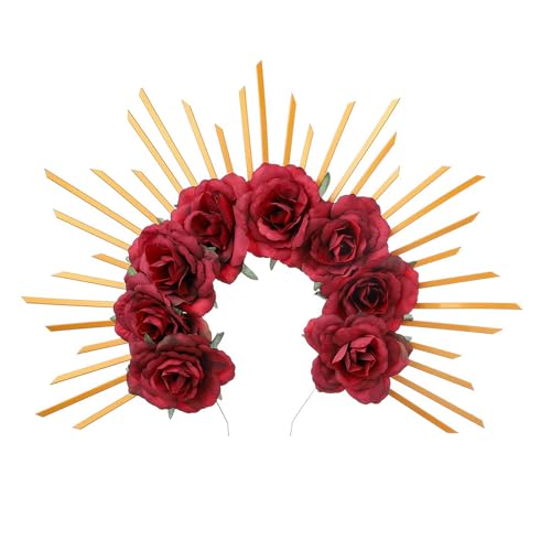 Avejjbaey Haarband in Form einer heiligen Krone mit Blumen und Spikes, gruseliges Haarband für Weihnachten, Karneval, Halloween, von Avejjbaey