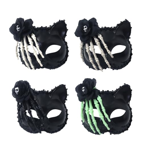 Avejjbaey Packungen mit 4 Rosenskelett-Handmasken für Hauttyp, modisches Accessoire für ungleichmäßigen Teint und von Avejjbaey
