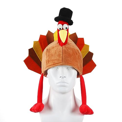 Avejjbaey Plüsch Truthahn Thanksgiving Truthahn Hut Neuheit gekochtes Huhn Wichtel Kostüm Verkleidung Party Dekoration Hühnerbein Hut für Erwachsene und Frauen von Avejjbaey