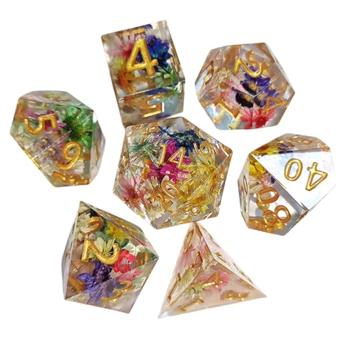 Avejjbaey Set mit 7 polyedrischen Würfeln aus Kunstharz für Rollenspiele, Rollenspiele, polyedrische Würfel mit schillerndem von Avejjbaey