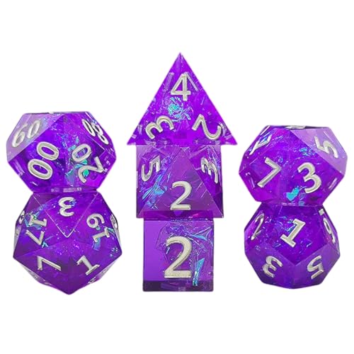 Avejjbaey Set mit 7 polyedrischen Würfeln aus Kunstharz für Rollenspiele, Rollenspiele, polyedrische Würfel mit schillerndem von Avejjbaey