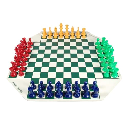 Schachspiel für vier Spieler, einzigartiges Kombinationsschachspiel, Reiseschachspiel, Familienschachspiel mit faltbarem Schachbrett & Schachspiel für Gruppentreffen von Avejjbaey