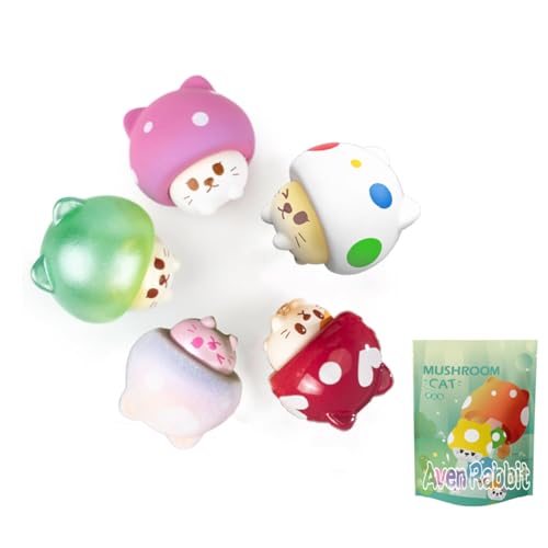 Mushroom Cat Series Blind Box Action Figures Mystery Box Nettes zufälliges Spielzeug Geburtstagsgeschenk Weihnachten Sammelspielzeug für Desktop Ornamente, 1PC von Aven Rabbit