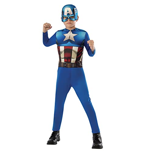 Rubies Offizielles Disney Marvel Avengers, Captain America klassisches Kostüm, Kindergröße M 5–7 Jahre von Rubie's