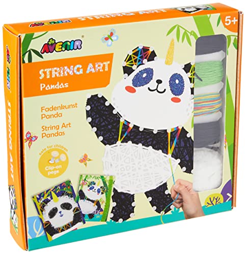 Avenir 6301709 Fadenkunst, Motiv Pandas, Bastelset für Kinder, Kreativset, DIY String Art, Panda von Avenir