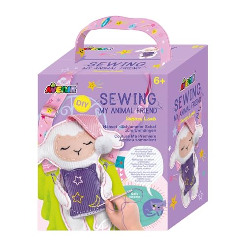Avenir 6301818 DIY Nähset Stofftier, Sewing Schlummer Schaf, Umhängetier, Bastelset für Kinder, Kreativset, ab 6 Jahren von Avenir