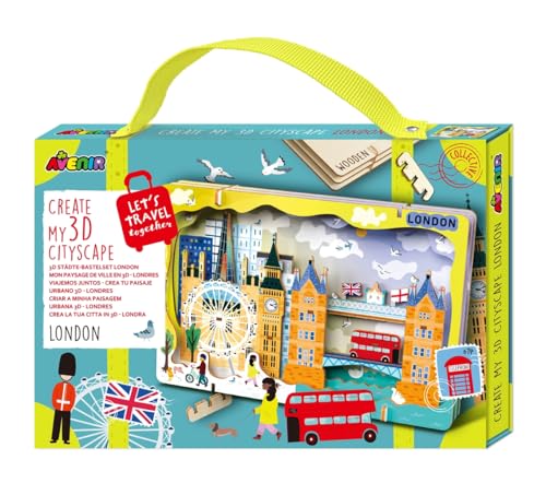 Avenir 6305075 3D Städte-Bastelset, London, Stadt Miniaturpuzzle, DIY Holzpuzzle, Deko-Geschenk für Erwachsene und Kinder ab 6 Jahren von Avenir