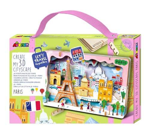 Avenir 6305079 3D Städte-Bastelset, Paris, Stadt Miniaturpuzzle, DIY Holzpuzzle, Deko-Geschenk für Erwachsene und Kinder ab 6 Jahren von Avenir