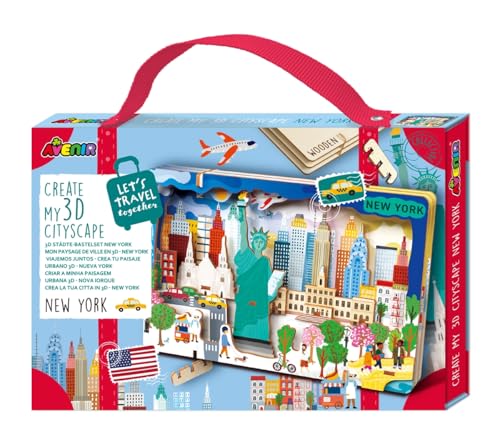 Avenir 6305080 3D Städte-Bastelset, New York, Stadt Miniaturpuzzle, DIY Holzpuzzle, Deko-Geschenk für Erwachsene und Kinder ab 6 Jahren von Avenir