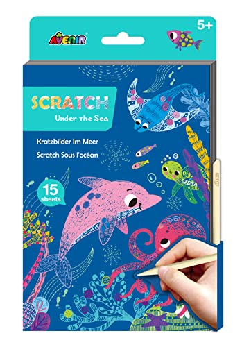 Avenir A5 Rubbelbuch, unter dem Meer, zum Kratzen und Basteln, für Kinder ab 6 Jahren, mehrfarbig von Avenir