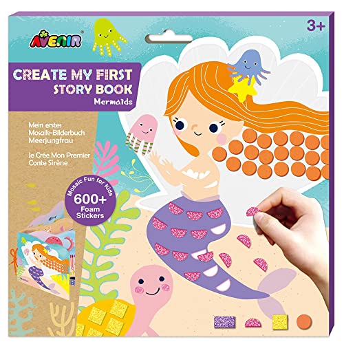 Avenir Create My Own Story Book | Meerjungfrauen | Mosaik-Spaß für Kinder 600+ Schaumstoffaufkleber (83329), Cranberry von Avenir
