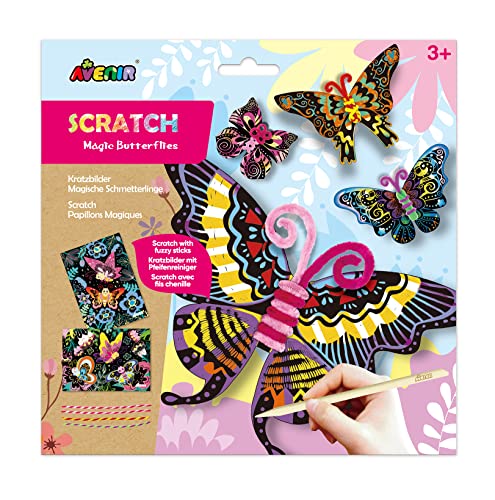 Avenir Scratch | Magic Butterflies | with Fuzzy Sticks | for Kids Ages 3+ von Avenir