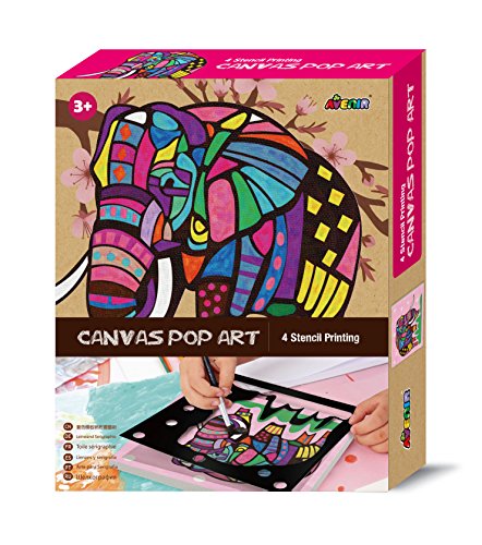Avenir Bastelset, Canvas Pop Art Malset, DIY Malerei, Kreativset für Kinder, Motiv Elefant von 4M