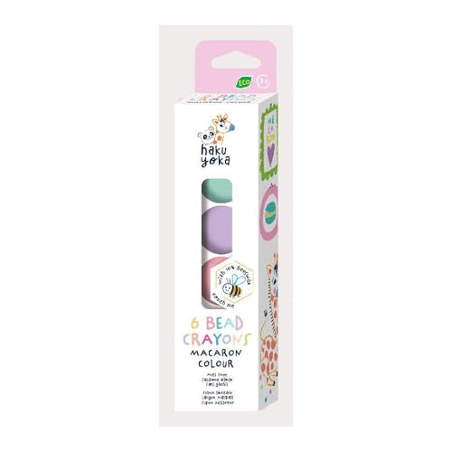 Haku Yoka 6303098 Kugel Wachsmalkreiden-Set, Macaron, 6 Wachsmal-Kugeln in Pastell-Farben, leicht zu greifen, ohne Abfärben, Wachsmalstifte für Kinder ab 3 Jahren von Haku Yoka