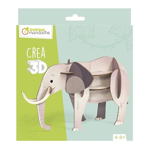 My Mandarine PU037C – Ein 3D-Elefantendekor – Volumenbau, Kinder ab 4 Jahren – 16 Teile zum Zusammenbauen von Avenue Mandarine