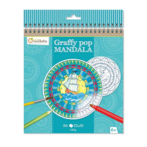 Avenue Mandarine GY028O Malbuch Graffy Pop Mandala, Zeichenpapier 250g, vorgestanzte Formen, 12 Motive wiederholen sich jeweils dreimal, ideal für Kinder ab 6 Jahren, 1 Stück, Blau Avenue Mandarine GY028O Malbuch Graffy Pop Mandala, Zeichenpapier 250g, vorgestanzte Formen, 12 Motive wiederholen sich jeweils dreimal, ideal für Kinder ab 6 Jahren, 1 Stück, Blau von Avenue Mandarine