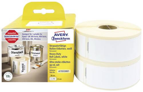 Avery-Zweckform Etiketten (Rolle) 89 x 25mm Folie Weiß 1 Set A1933081 Universal-Etiketten von Avery-Zweckform