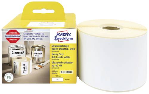 Avery-Zweckform Etiketten (Rolle) 190 x 59mm Folie Weiß 1 St. A1933087 Universal-Etiketten von Avery-Zweckform