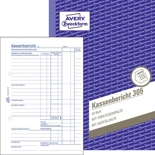 Avery-Zweckform Kassenbericht Formular 305 DIN A5 Weiß Anzahl der Blätter: 50selbstdurchschreibend von Avery-Zweckform