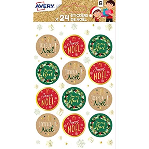 Avery - 24 Deko-Aufkleber – traditionelles Thema, grün und rot Avery - 24 Deko-Aufkleber – traditionelles Thema, grün und rot von Avery