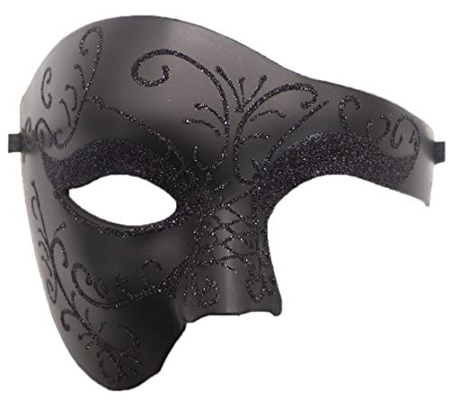 Venezianische Halbmaske für Herren, Motiv: Phantom der Oper - Schwarz - Einheitsgröße von Awlsyj