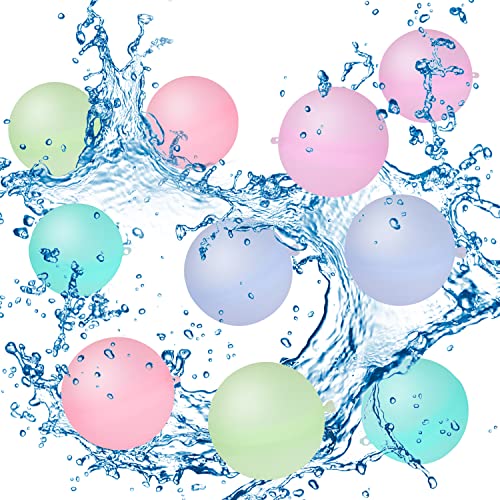 Wiederverwendbare Wasserballons, 10 Stück Wasserbomben Wiederverwendbar, Springender Wasserball Strandball Wasserspringball Stressabbau Ball, Wasserspielzeug Kinder Outdoor von Awonlate