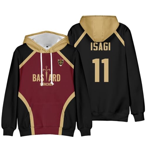 AwwwCos Anime Yoichi Isagi Cosplay Fußball Bastard München Herren Hoodie Kapuzenpullover Halloween Kostüm, Schwarz-Nr. 11, Large AwwwCos Anime Yoichi Isagi Cosplay Fußball Bastard München Herren Hoodie Kapuzenpullover Halloween Kostüm, Schwarz-Nr. 11, Large von AwwwCos