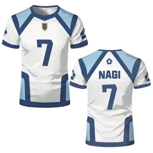AwwwCos Anime Yoichi Isagi Cosplay Kostüm Isagi Nagi Seishiro München Trikot Fußball T-Shirt Sport Tops Tee Halloween S Nr. 7 von AwwwCos